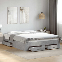 Berkfield Bed Frame with Drawers without Mattress Concrete Grey 150x200 cm King Size