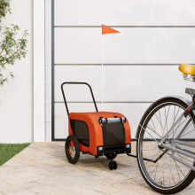 Berkfield Pet Bike Trailer Orange and Black Oxford Fabric and Iron