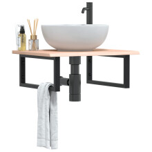 Berkfield Basin Shelf Wall Mounted Steel and Solid Wood Oak