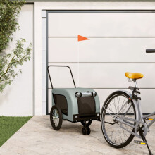 Berkfield Pet Bike Trailer Grey and Black Oxford Fabric and Iron