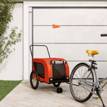 Berkfield Pet Bike Trailer Orange and Black Oxford Fabric and Iron