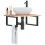 Berkfield Basin Shelf Wall Mounted Steel and Solid Wood Oak 1