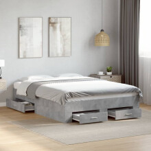 Berkfield Bed Frame with Drawers without Mattress Concrete Grey 120x200 cm
