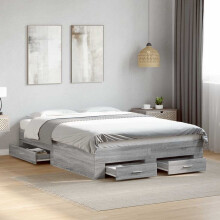 Berkfield Bed Frame with Drawers without Mattress Grey Sonoma 135x190 cm Double