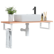Berkfield Basin Shelf Wall Mounted Steel and Solid Wood Oak