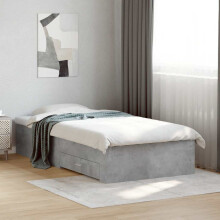 Berkfield Bed Frame with Drawers without Mattress Concrete Grey 75x190 cm Small Single