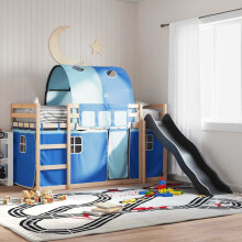Berkfield Bunk Bed without Mattress with Slide and Curtains Blue 80x200 cm