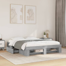 Berkfield Bed Frame without Mattress Grey Sonoma 150x200 cm King Size Engineered Wood