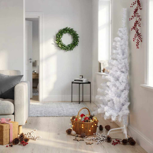 Berkfield Artificial Half Christmas Tree with Stand White 150 cm PVC