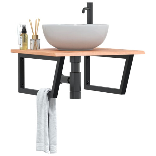 Berkfield Basin Shelf Wall Mounted Steel and Solid Wood Oak