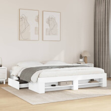 Berkfield Bed Frame without Mattress White 180x200 cm Super King Engineered Wood
