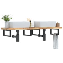 Berkfield Basin Shelf Wall Mounted Steel and Solid Wood Acacia