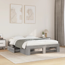 Berkfield Bed Frame without Mattress Grey Sonoma 135x190 cm Double Engineered Wood