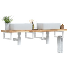 Berkfield Basin Shelf Wall Mounted Steel and Solid Wood Acacia