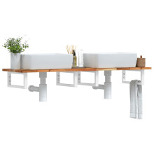 Berkfield Basin Shelf Wall Mounted Steel and Solid Wood Acacia