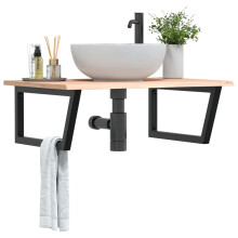 Berkfield Basin Shelf Wall Mounted Steel and Solid Wood Oak
