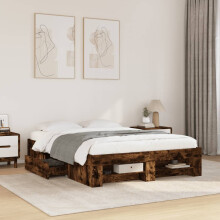 Berkfield Bed Frame without Mattress Smoked Oak 140x190 cm Engineered Wood
