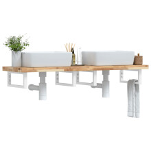 Berkfield Basin Shelf Wall Mounted Steel and Solid Wood Acacia