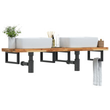 Berkfield Basin Shelf Wall Mounted Steel and Solid Wood Acacia