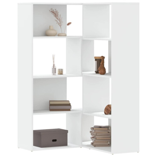 Berkfield Corner Bookcase 4-Tier White 85x85x140 cm Engineered Wood