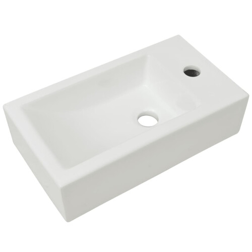 Berkfield Basin with Faucet Hole Rectangular Ceramic White 46x25.5x12 cm 1