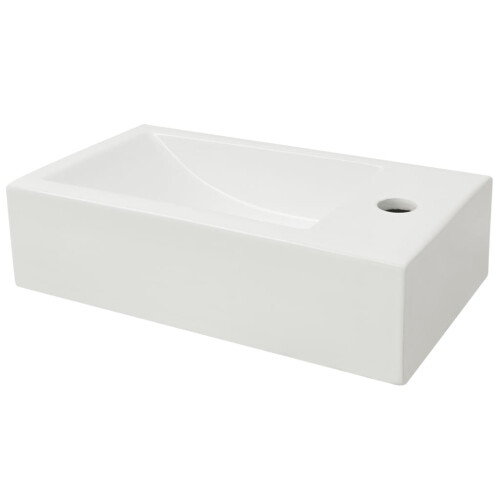 Berkfield Basin with Faucet Hole Rectangular Ceramic White 46x25.5x12 cm 2
