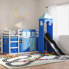 Berkfield Bunk Bed without Mattress with Slide and Curtains Blue 90x200 cm