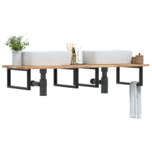 Berkfield Basin Shelf Wall Mounted Steel and Solid Wood Acacia
