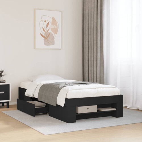 Berkfield Bed Frame without Mattress Black 90x190 cm Single Engineered Wood