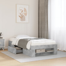 Berkfield Bed Frame without Mattress Concrete Grey 75x190cm Engineered Wood