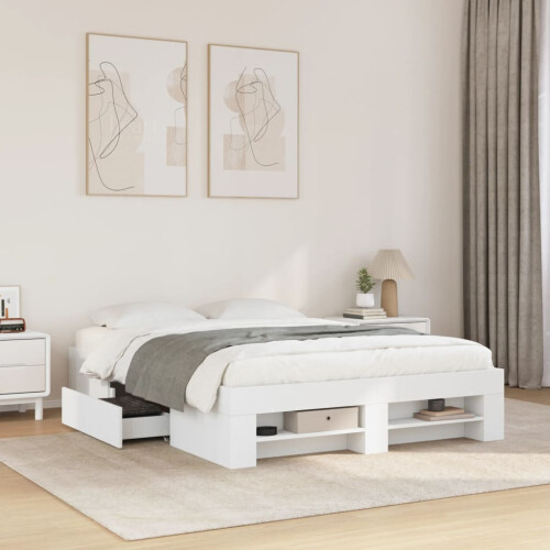 Berkfield Bed Frame without Mattress White 135x190 cm Double Engineered Wood
