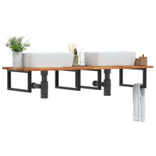 Berkfield Basin Shelf Wall Mounted Steel and Solid Wood Acacia