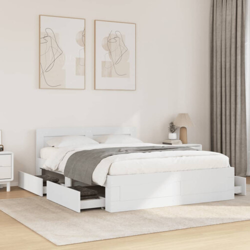 Berkfield Bed Frame with Headboard without Mattress White 140x200 cm