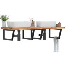 Berkfield Basin Shelf Wall Mounted Steel and Solid Wood Acacia