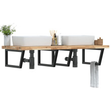 Berkfield Basin Shelf Wall Mounted Steel and Solid Wood Acacia