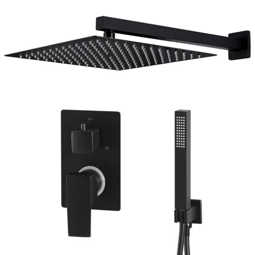 Berkfield Shower System Stainless Steel 201 Black 1