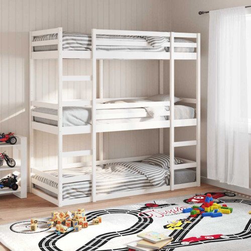 Berkfield Triple Bunk Bed without Mattress White 90x190 cm Single Solid Wood Pine