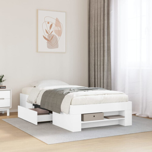 Berkfield Bed Frame without Mattress White 75x190 cm Small Single Engineered Wood