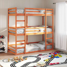 Berkfield Triple Bunk Bed without Mattress Wax Brown 90x200 cm Solid Wood Pine