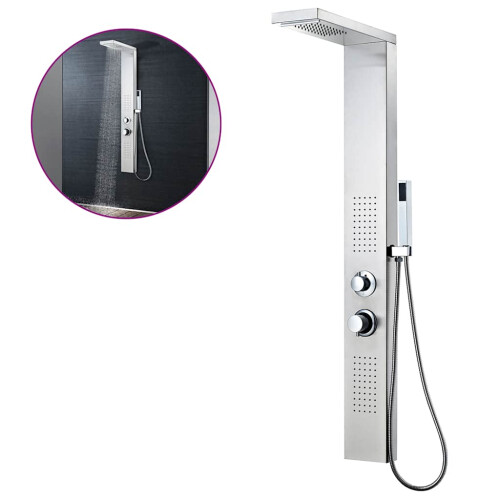 Berkfield Shower Panel System Stainless Steel Square 1