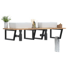 Berkfield Basin Shelf Wall Mounted Steel and Solid Wood Acacia
