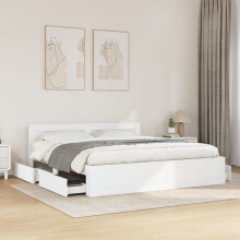 Berkfield Bed Frame with Headboard without Mattress White 180x200 cm Super King