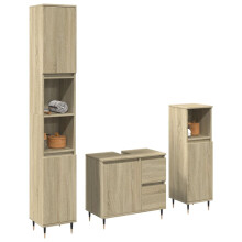 Berkfield 3 Piece Bathroom Furniture Set Sonoma Oak Engineered Wood