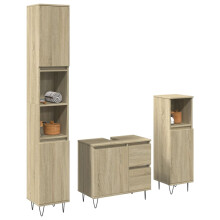 Berkfield 3 Piece Bathroom Furniture Set Sonoma Oak Engineered Wood