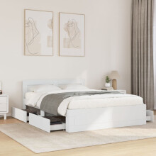 Berkfield Bed Frame with Headboard without Mattress White 120x190 cm Small Double