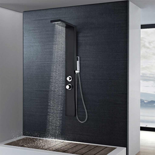 Berkfield Shower Panel System Aluminium Matte Black 1