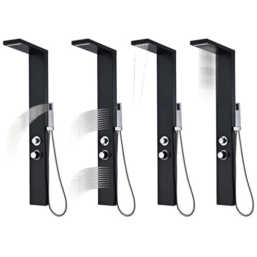 Berkfield Shower Panel System Aluminium Matte Black 2