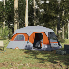 Berkfield Family Tent 9-Person Grey and Orange Quick Release Waterproof