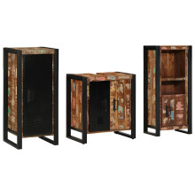 Berkfield Bathroom Furniture Set with Drawer 3 pcs Solid Reclaim Wood