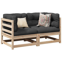Berkfield 2 Piece Garden Sofa Set Solid Wood Pine